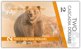Two Cascadia Dollars Obverse